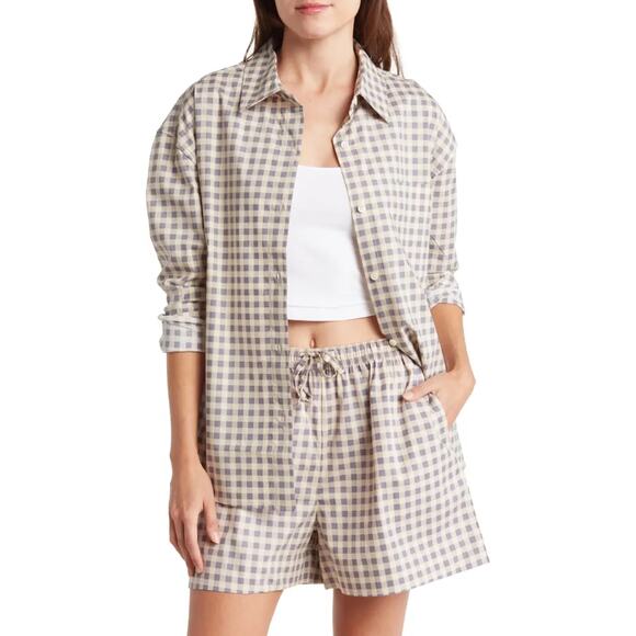 WeWoreWhat Tops - New WeWoreWhat Boyfriend Shirt in Gingham Whisper White Women's Size M/L